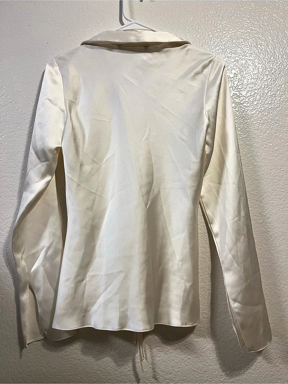 Zara Satin Tie-Front Blouse Cream Blouse - Picture 4 of 6